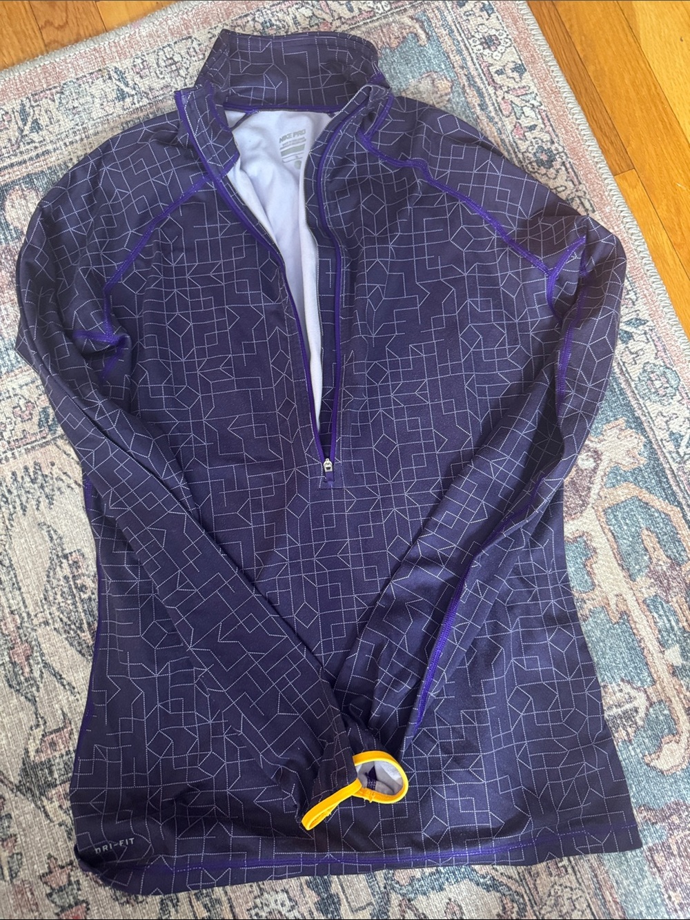 Quarter-Zip Nike Pullover in Deep Purple with Geometric Print